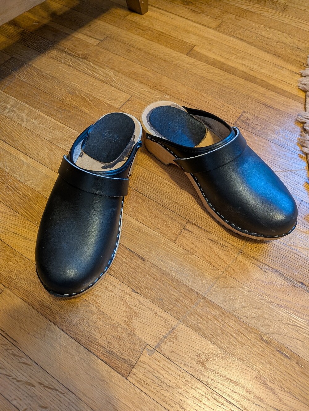 Black Leather Swedish Cottagecore Clogs